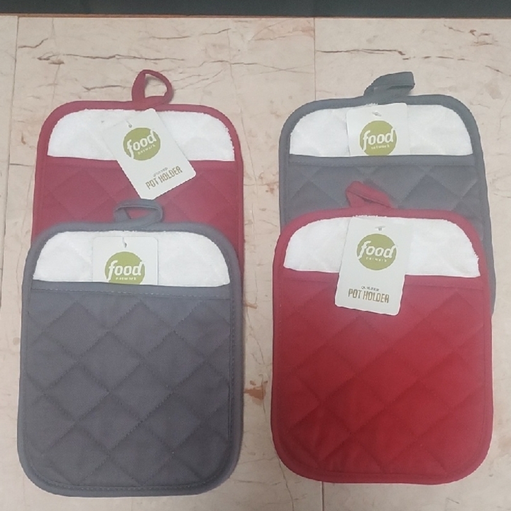 Food Network Red and Gray Pot Holders